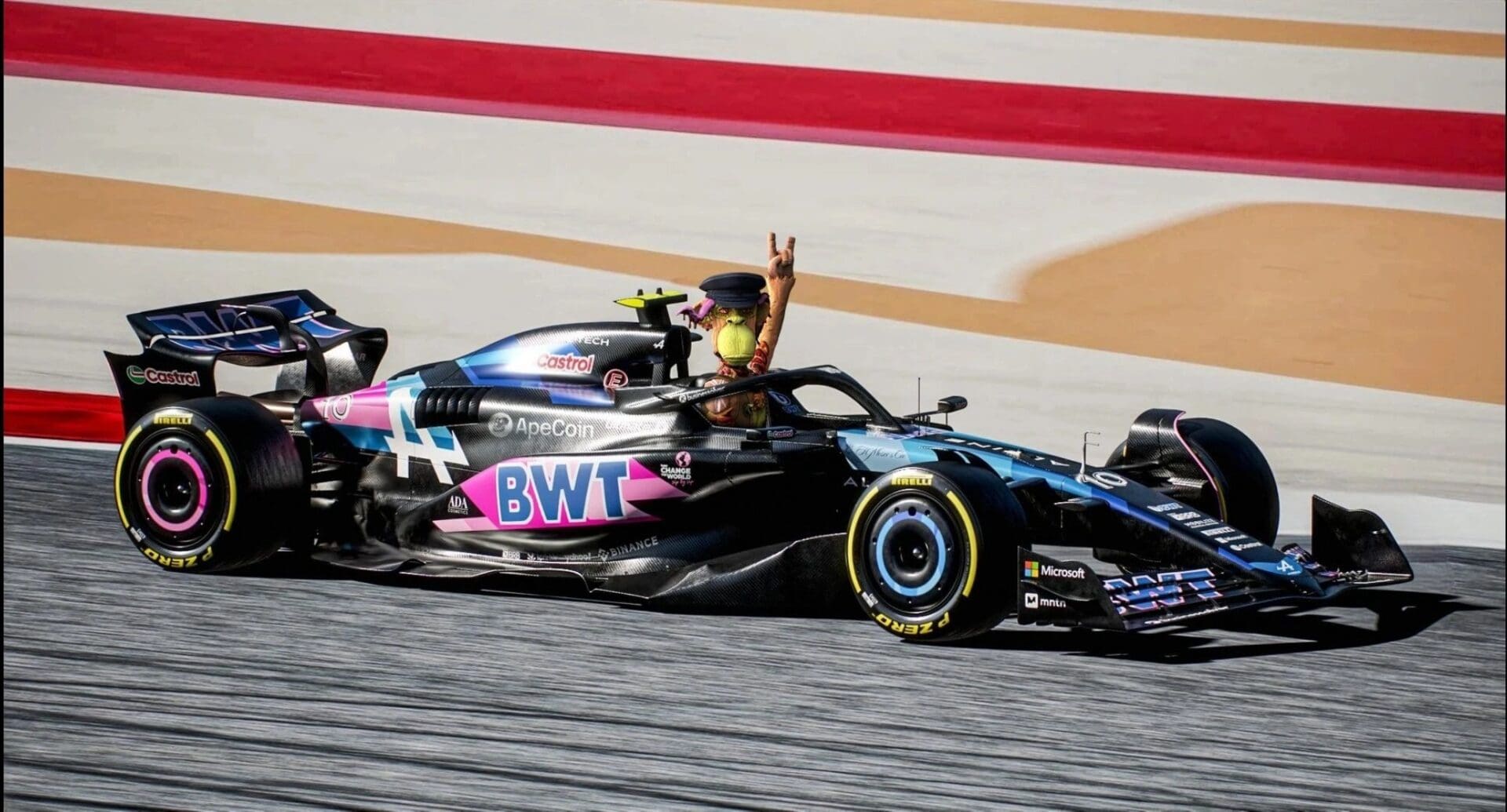 A person in a racing car on the track